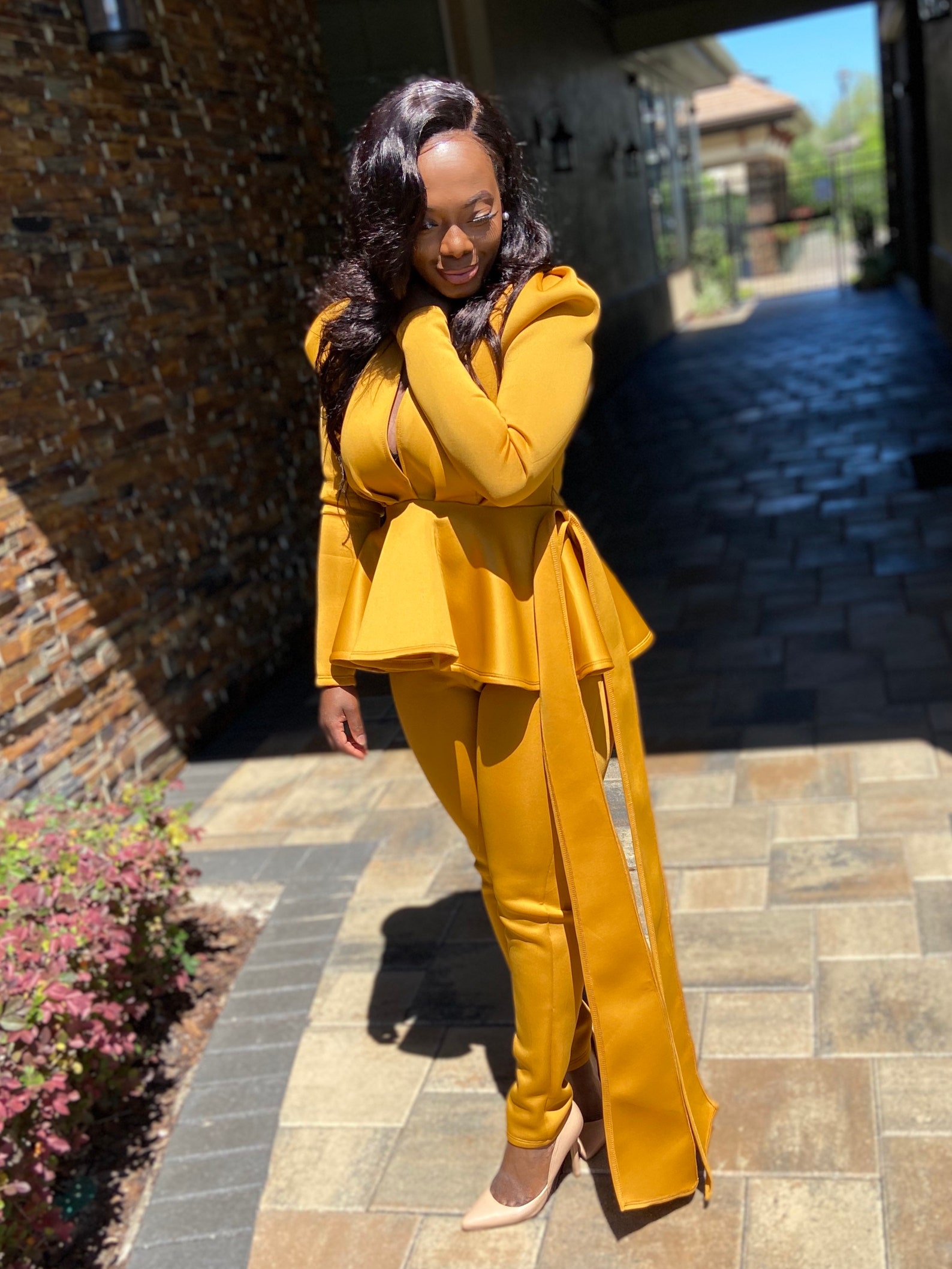 Two Piece Mustard Yellow Suit Etsy