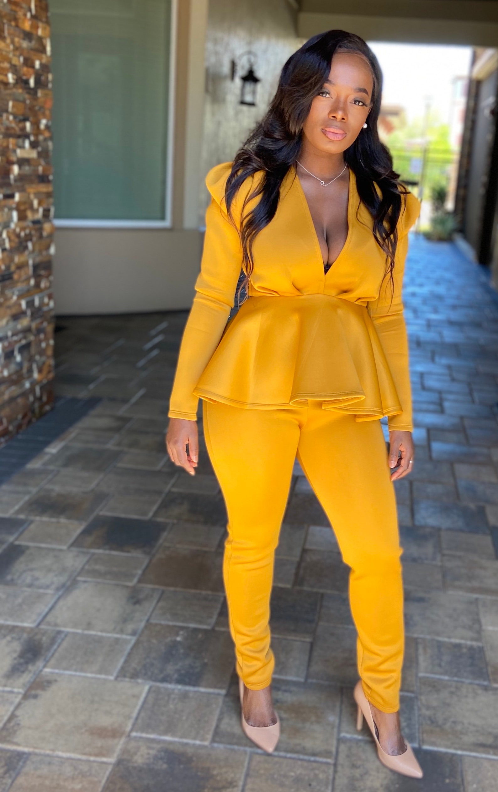 Two Piece Mustard Yellow Suit Etsy