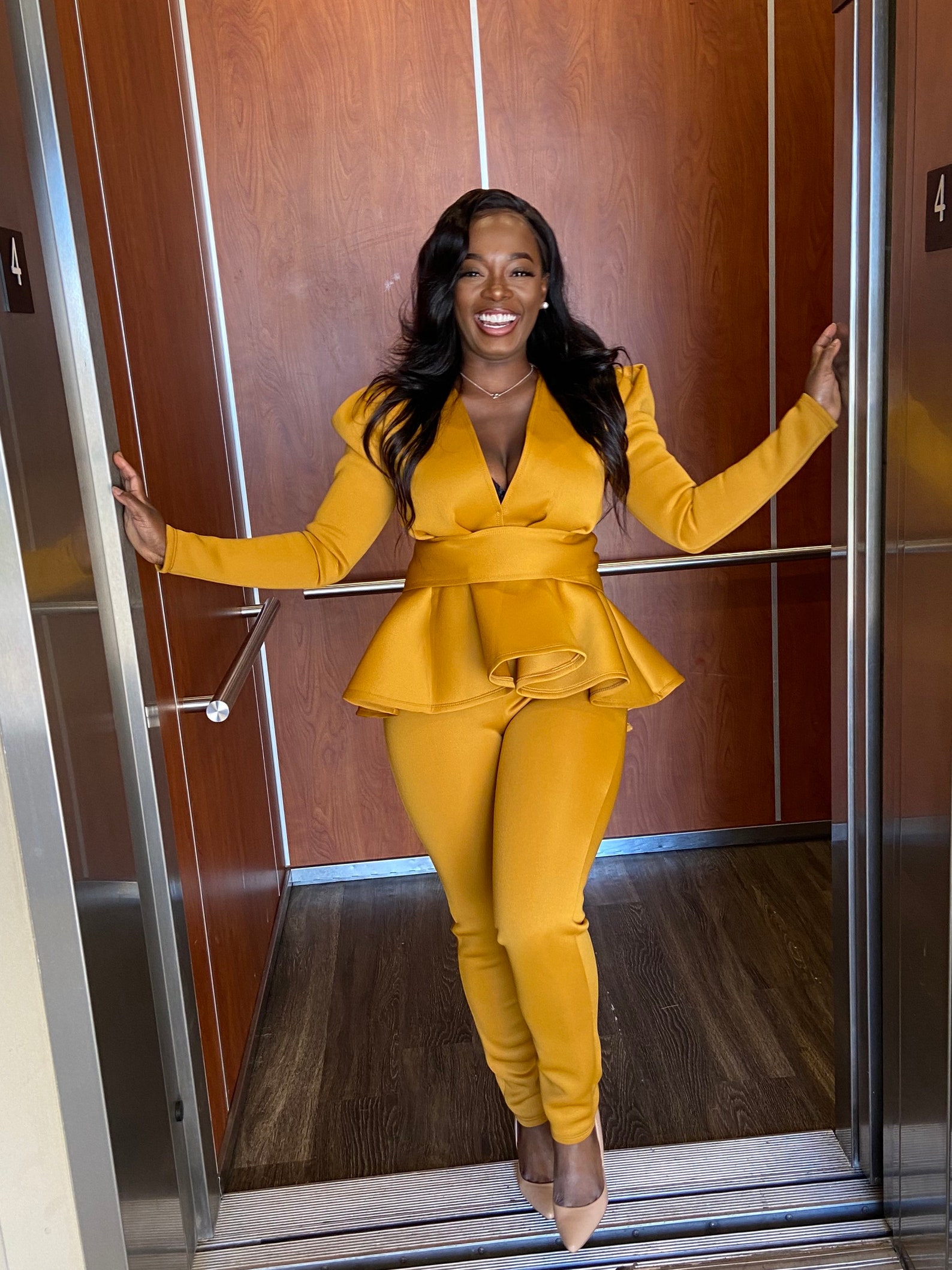 Two Piece Mustard Yellow Suit Etsy