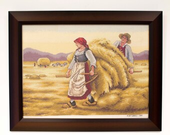 Hay Pickers embroidered cross stitch embroidered Hand embroidery finished