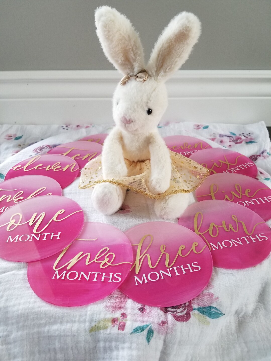 Acrylic Baby Monthly Milestone Discs -12 Month Set - Newborn Photo Prop ...