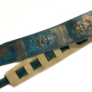 Leather guitar strap (custom guitar belt). Hand-crafted. Acoustic and electric guitars. Premium quality vegetable-tanned Italian leather