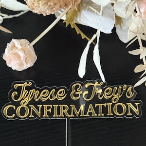Personalized Confirmation Cake Topper: Acrylic Christian Decor
