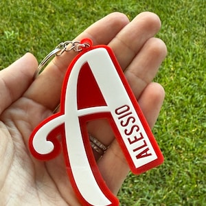 Personalized Acrylic Initial Keychain: Custom Kids Backpack Tag