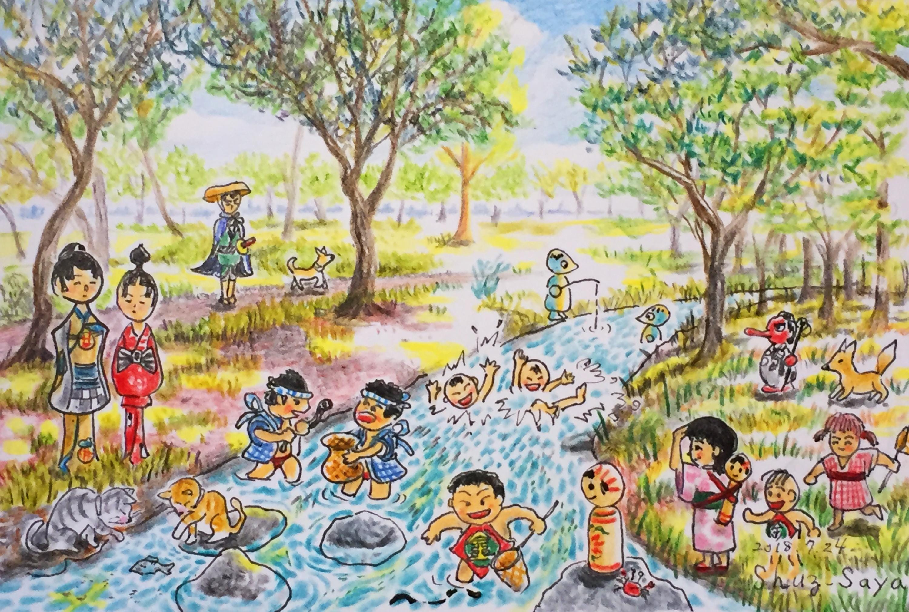 第8巻 SyuzSayaによるこけし人形と日本の風景を描いたポストカード3枚 