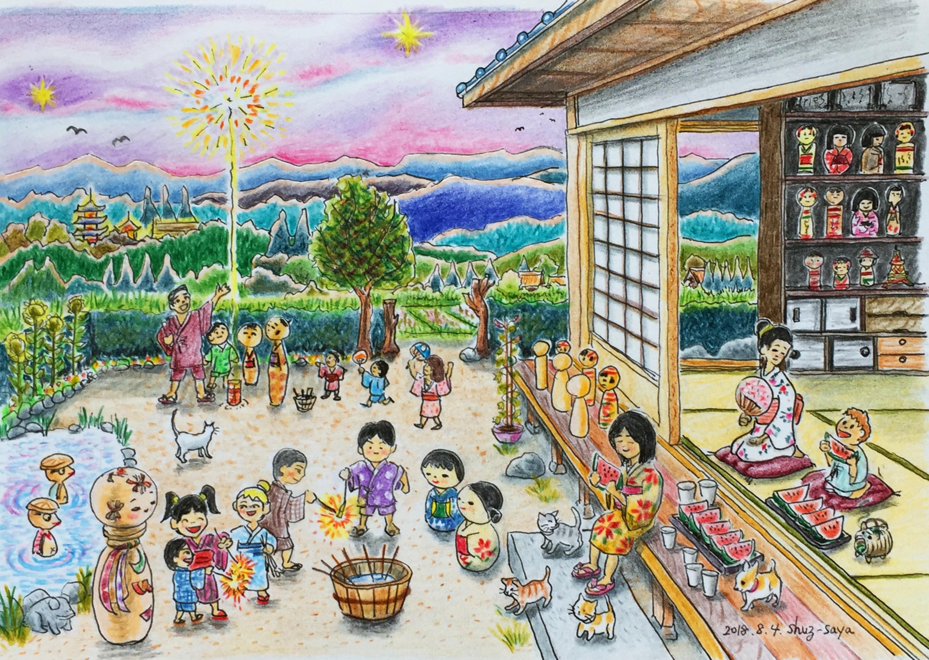 オリジナルこけし人形と絵画セット（by絵本作家Shuz Saya） オリジナルこけし人形と絵画 （絵本作家 Shuz Saya) 【公式通販】