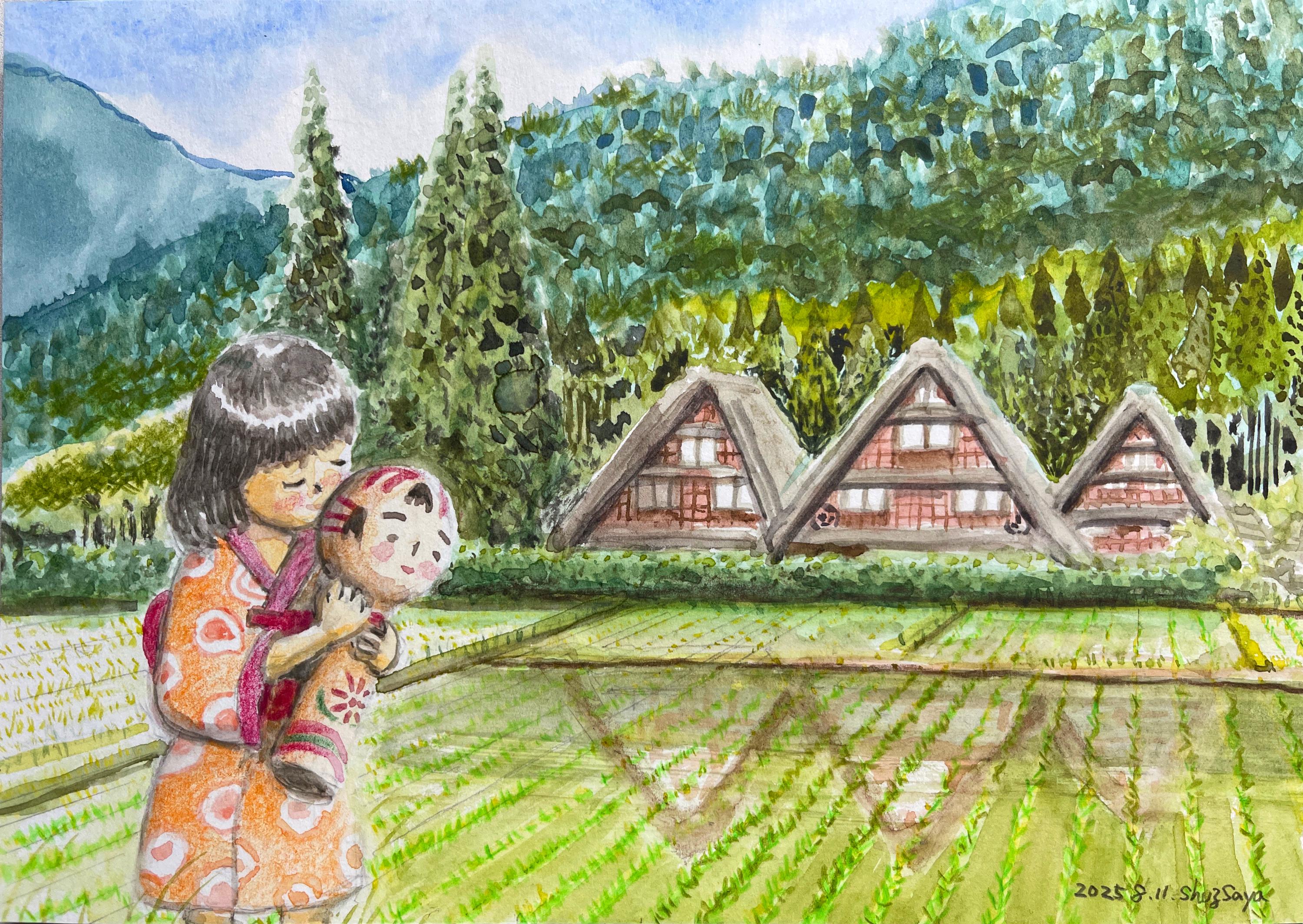 オリジナルこけし人形と絵画 （絵本作家 Shuz Saya) 【公式通販】