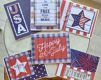 Summer themed notecards set of 6, 4.25”x5.5” size, Independence Day note card, 4th of July note cards, Summer note cards