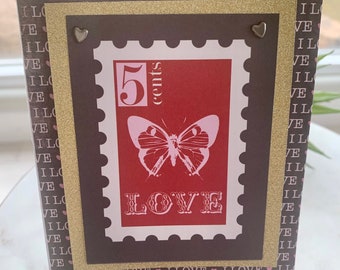 Handmade Love blank inside, 4.25x5.5 card, Blank card, Valentines Day card, Love Card