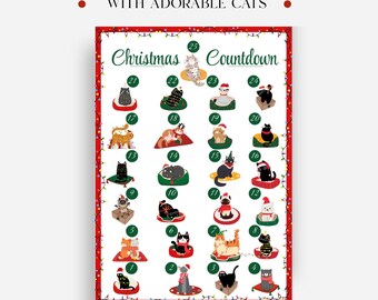 Advent Calendar Activity with Cats! - Countdown with purrr-fect friends +  Free Cut & Glue 43 Stickers!