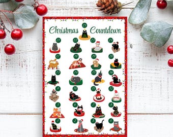 Advent Calendar with Cats! - Christmas countdown with funny friends - Free bundle of digital (and printable) stickers! Great gift!