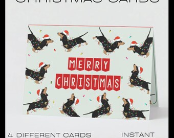 Tarjetas navideñas con nuestros perros festivos. Tarjetas navideñas imprimibles que son (o combinan con) el regalo más lindo para niños y adultos. PDF de alta calidad.