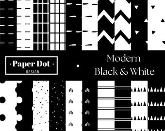 20 papeles digitales modernos en blanco y negro: PNG y SVG de alta calidad: ¡perfectos para álbumes de recortes, bricolaje, diarios, collages, planificadores y más!