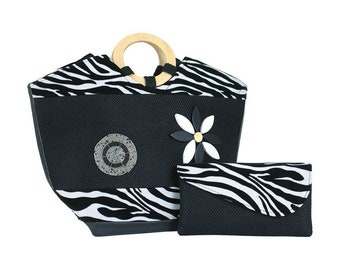 Black and white handbag