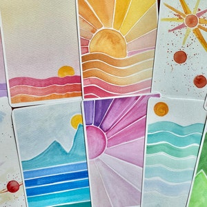 N° 2 | 10 cartes postales ou cartes de correspondance | Graphique ensoleillement | aquarelles 5 x 7 coins arrondis | Cartes pour bébé, mariée ou shower de mariage