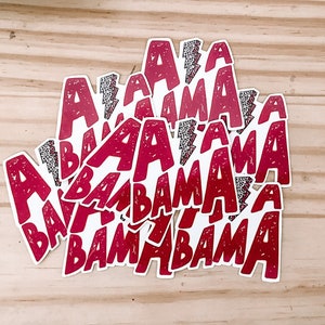 Cute Alabama Sticker, Alabama, Lightning, Leopard, Weatherproof Waterproof Sticker