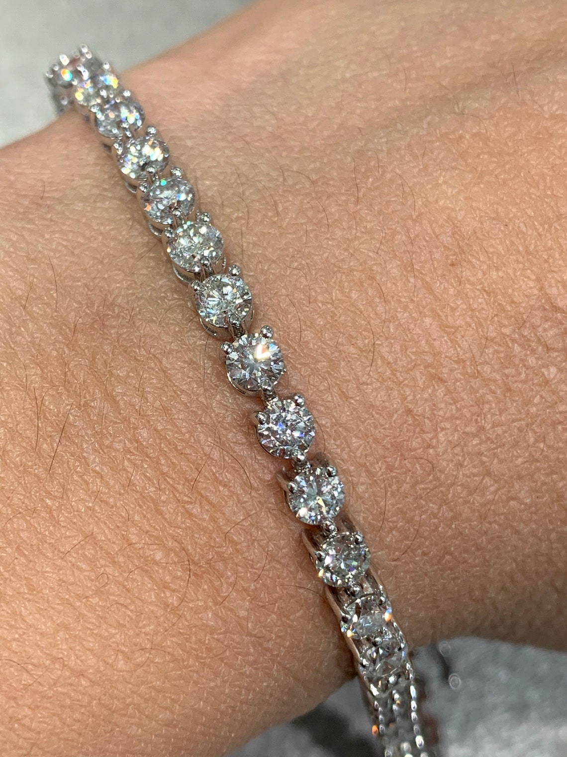 Diamond Tennis Bracelet Three Prong Style Martini Setting With Etsy