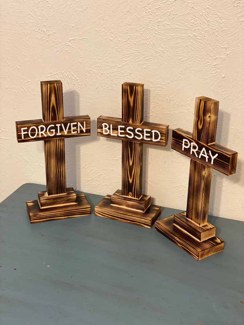 Wood Cross FORGIVEN Cross BLESSED Cross PRAY Cross - Etsy
