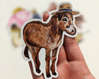 Debby the Donkey Vinyl Sticker - Donkey Laptop Sticker, Donkey Water Bottle Sticker, Donkey Sticker, Farm Sticker
