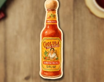 Sticker sauce piquante Cholula - Sticker mexicain, Sticker cuisine mexicaine, Sticker patrimoine mexicain, Sticker bouteille d'eau, Sticker Amérique latine