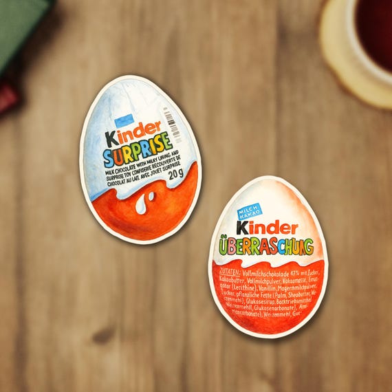 Kinder Surprise Egg Sticker -  Watercolor, Kinder Uberraschung Sticker, Nutella Sticker, Water Bottle Laptop Sticker