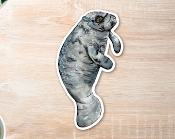 Winston the Manatee Vinyl Aufkleber - Manatee Laptop Aufkleber, Manatee Wasserflasche Aufkleber, Manatee Aufkleber, Fisch Aufkleber