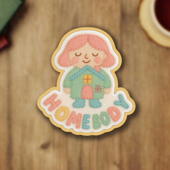 Home Body Watercolor Vinyl Sticker -  Introvert Sticker, Laptop Sticker, Water Bottle Sticker, Cute Kawaii Sticker