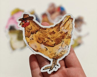 Fabio the Chicken Vinyl Sticker - Chicken Laptop Sticker, Chicken Water Bottle Sticker, Chicken Sticker, Farm Sticker