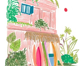 Mirissa Sketch/ Reiseillustration / Kunstdruck / A5, A4, A3, A2 / Wandkunst / Geburtstag / Einweihungsgeschenk / Jahrestag