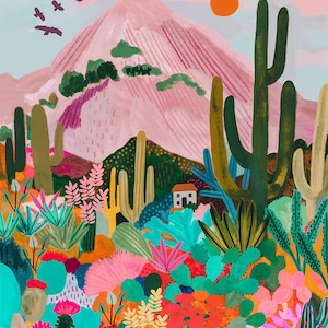 Cactus Mountain - Arizona / Travel illustration / Art print / A5, A4, A3, A2 / Wall Art / Birthday / Housewarming gift / Anniversary