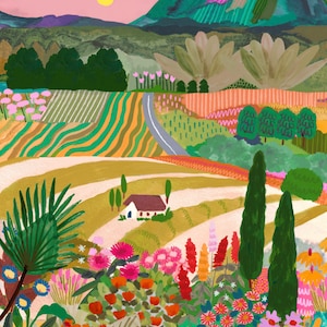 Italian Countryside/ Travel illustration / Art print / A5, A4, A3, A2 / Wall Art / Birthday / Housewarming gift / Anniversary