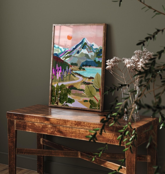 マウントクック NZ/ニュージーランド ウォールアート/旅行イラスト