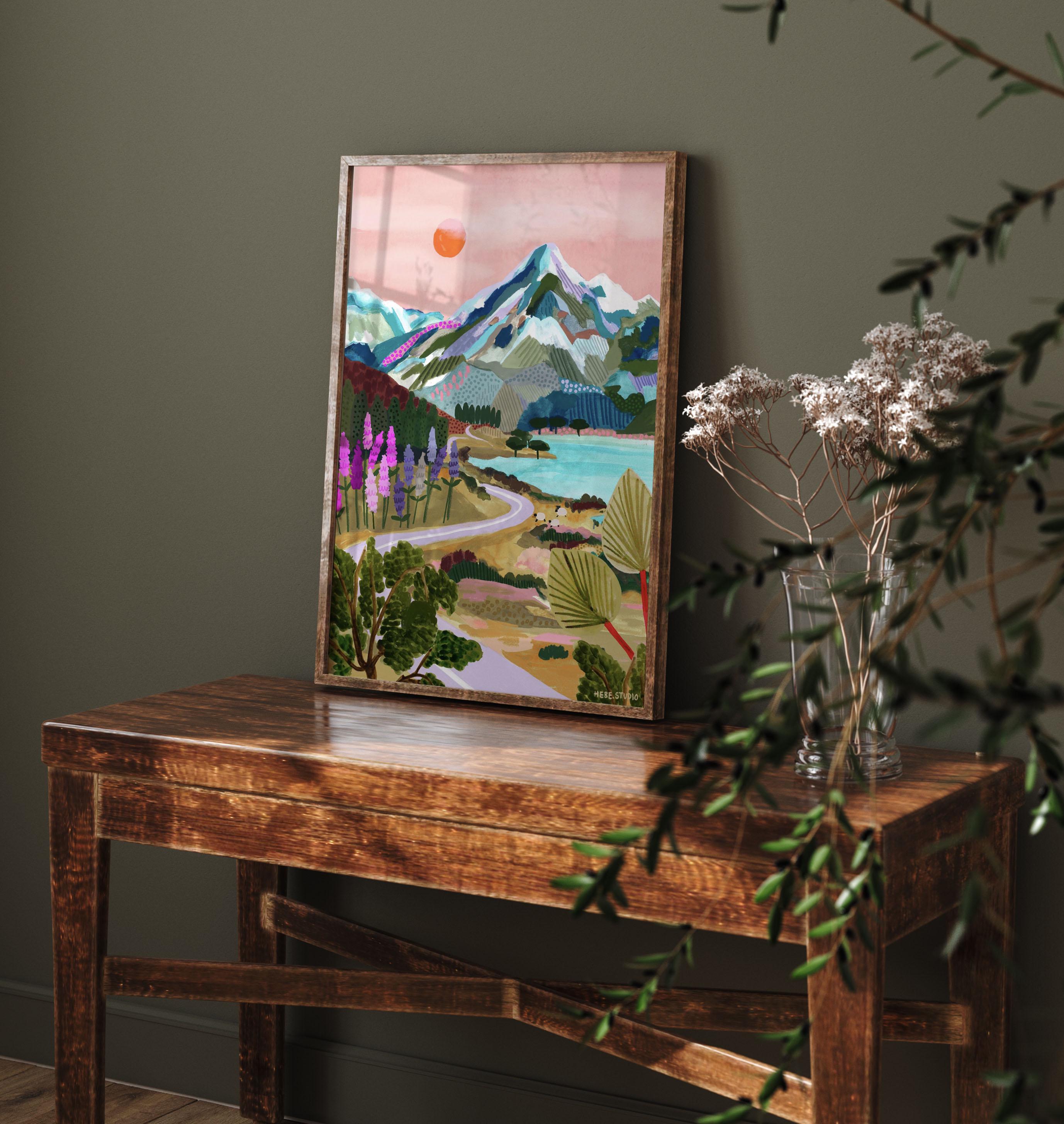 マウントクック NZ/ニュージーランド ウォールアート/旅行イラスト