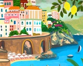 アトラーニレモン - アマルフィ海岸/イタリアのイラスト / アート