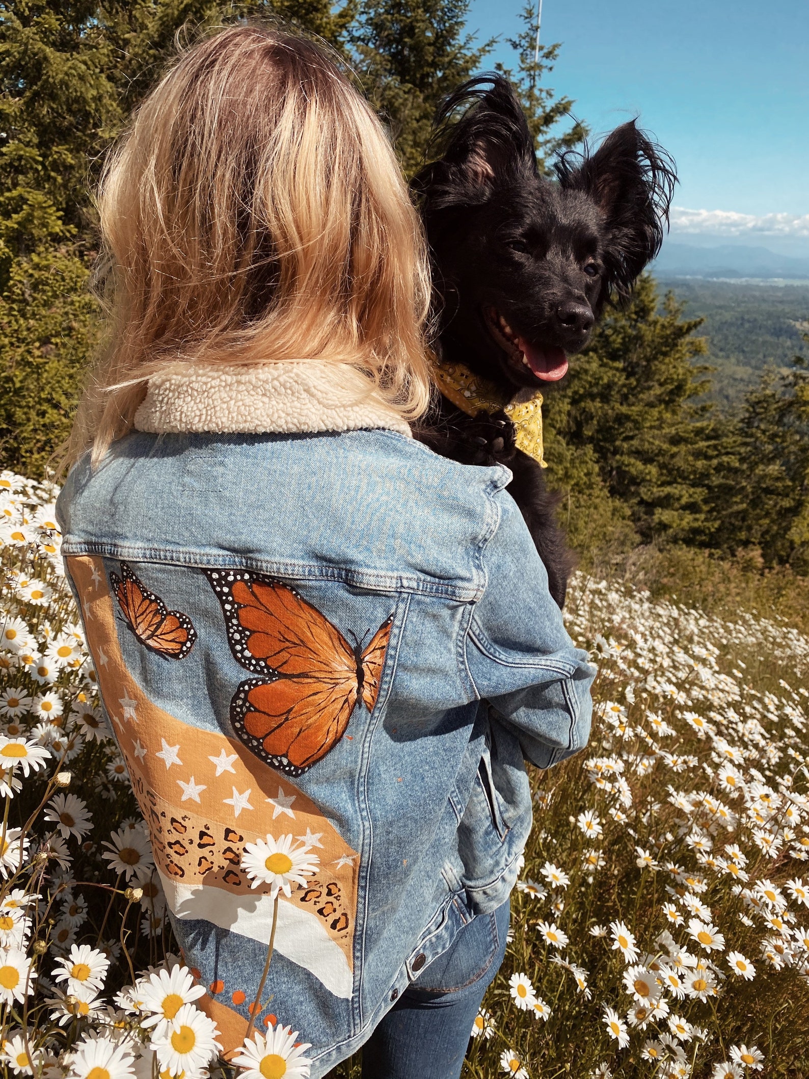 CUSTOM PAINTED Butterfly Jean Jacket Etsy