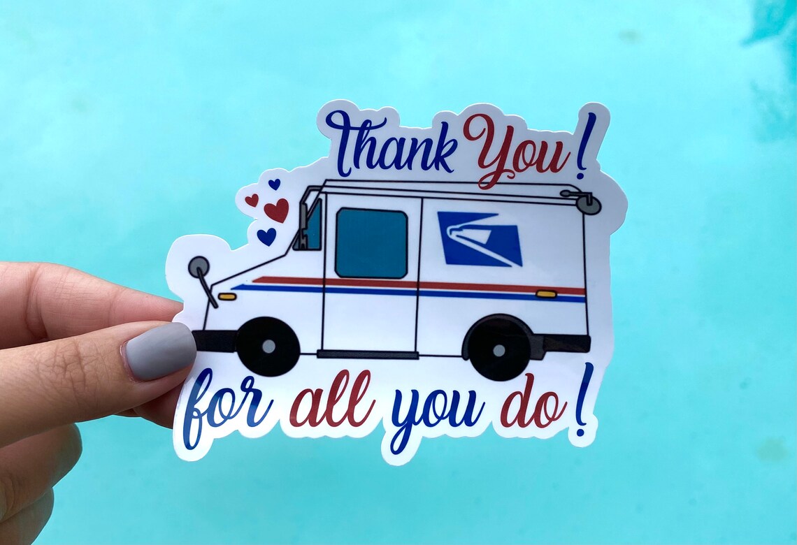 USPS Mail Truck Sticker Mail Carrier Sticker Thank You for Etsy