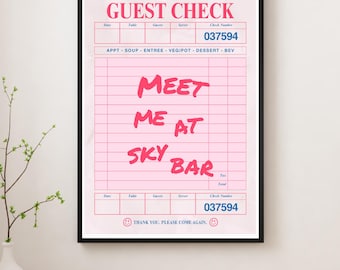 Auburn University Print: Sky Bar Guest Check Dorm Decor (Digital Download)