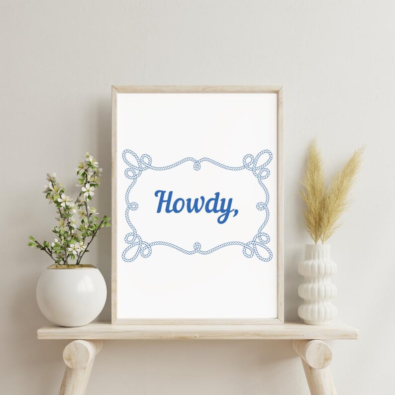 Howdy - Rope Frame Printable Art - Western-inspired Wall Decor - Rope ...