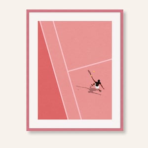 Modern Tennis Court Wall Art | Pink Tennis Print | Athletic Minimalist Poster | Digital Download