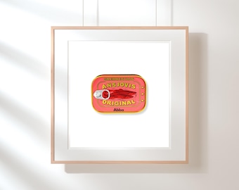 Ansjovis Original - Vintage Canned Fish Printable Art - Retro Food Label Design - Digital Download