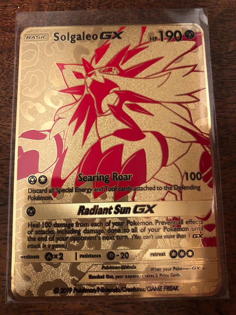 Solgaleo GX Metalized Gold Pokemon Card | Etsy