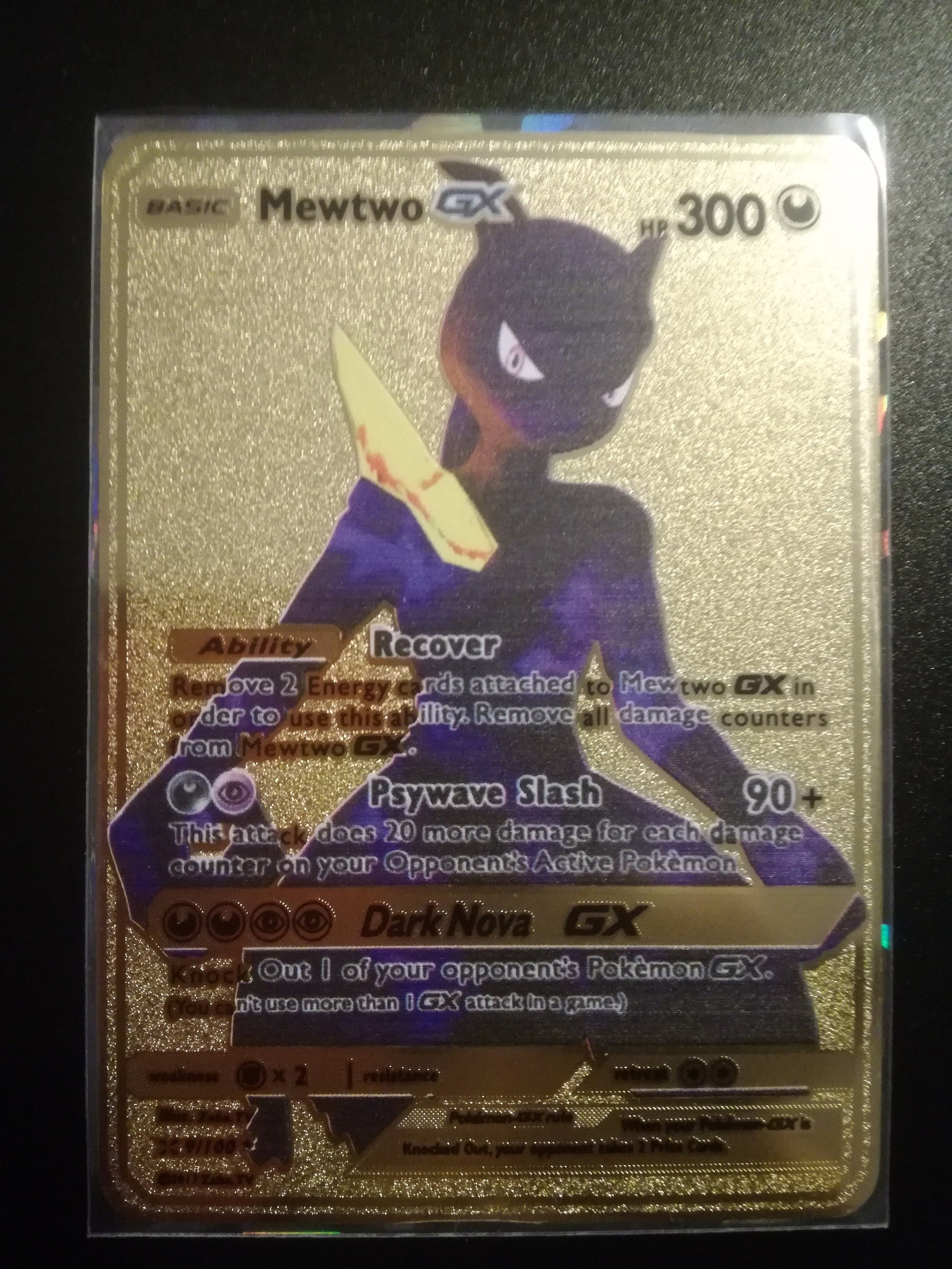 Mewtwo GX Metalized Gold Pokemon Card | Etsy