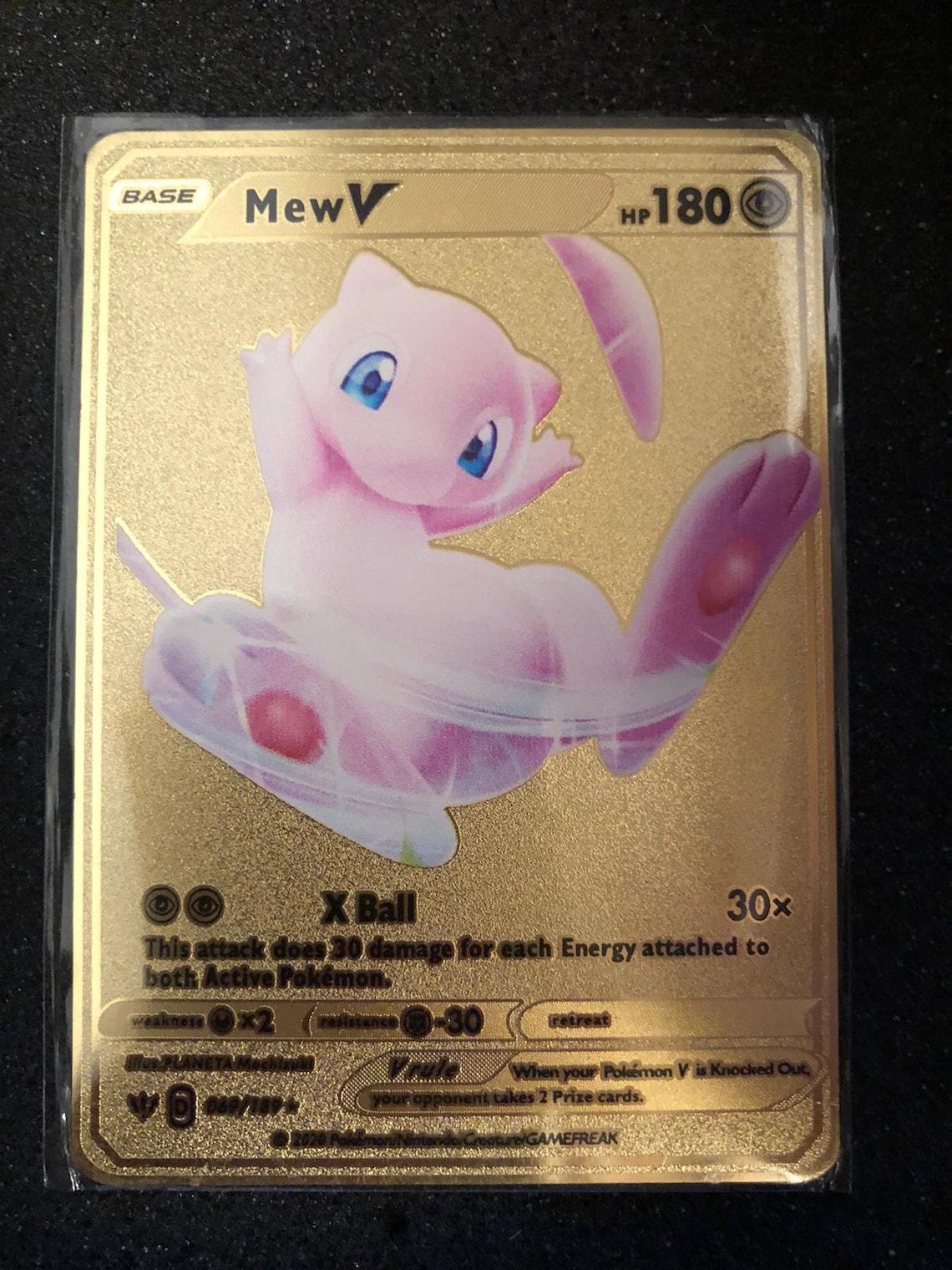 Mew V Metalized Gold pokemon card | Etsy