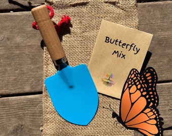 Butterfly Gardening shovel Seed kits for kids, Garden set for kids, Kids gardening kit, Montessori Homeschool Botany, Grow your own kit DIY