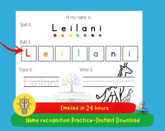 Kids Name Tracing | Learning to Write | Giraffe Children Name Practice | Learning Activity | Printable | Preschool Kindergarten Homeschool