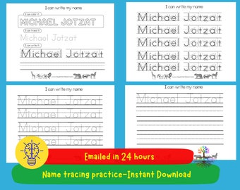Kids Name Tracing | Learning to Write | BW Children Name Practice | Learning Activity | Printable | Preschool Kindergarten Homeschool