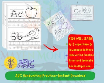 Afdrukbare werkbladen in hoofdletters en kleine letters | Kleuterschool | Kleuterschool | Thuisonderwijs | Handschriftoefening |