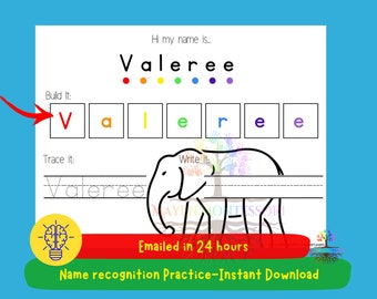 Kids Name Tracing | Learning to Write | Elephant Children Name Practice | Learning Activity | Printable | Preschool Kindergarten Homeschool