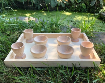 Montessori Toys, Play Kitchen Cups and bowls, Sensory Bin Educational ,Homeschool Wood toys,Toddler Sensory Kit Montessori, learning Toy,