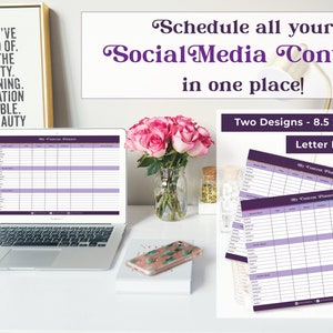 Social Media Content Planner Purple Girly Design | 3 Week Daily Content Planning | Social Media Brand Organizer | UNLIMITED DOWNLOADS